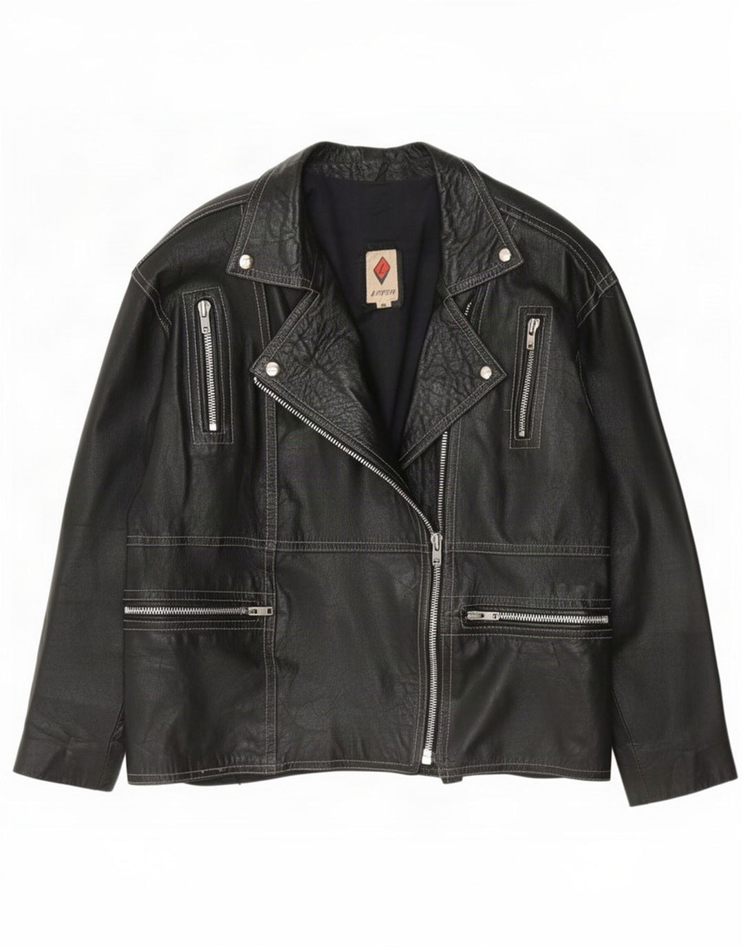 Jachetă de piele vintage pentru motociclist pentru femei IT 48 XL neagră