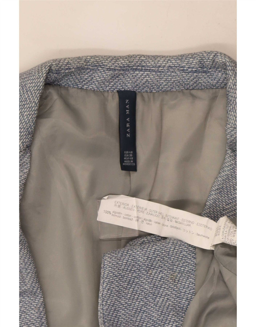 Blazer pentru bărbați Zara cu 2 nasturi EU 48 Bumbac albastru mediu