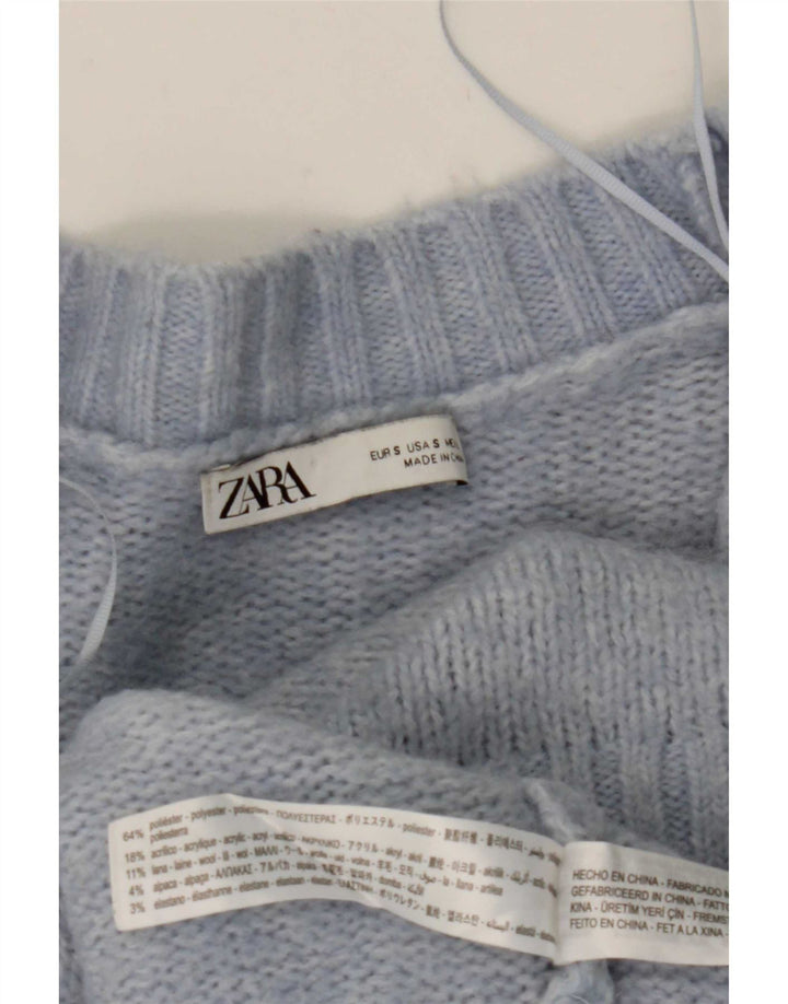 Pulover cardigan supradimensionat pentru femei Zara UK 10 Poliester albastru mic