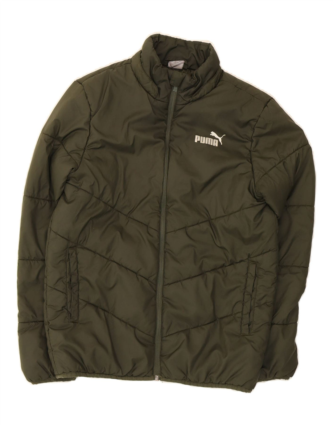 PUMA Boys Padded Jacket 13-14 Years Green Polyester Vintage Puma and Second-Hand Puma from Messina Hembry 