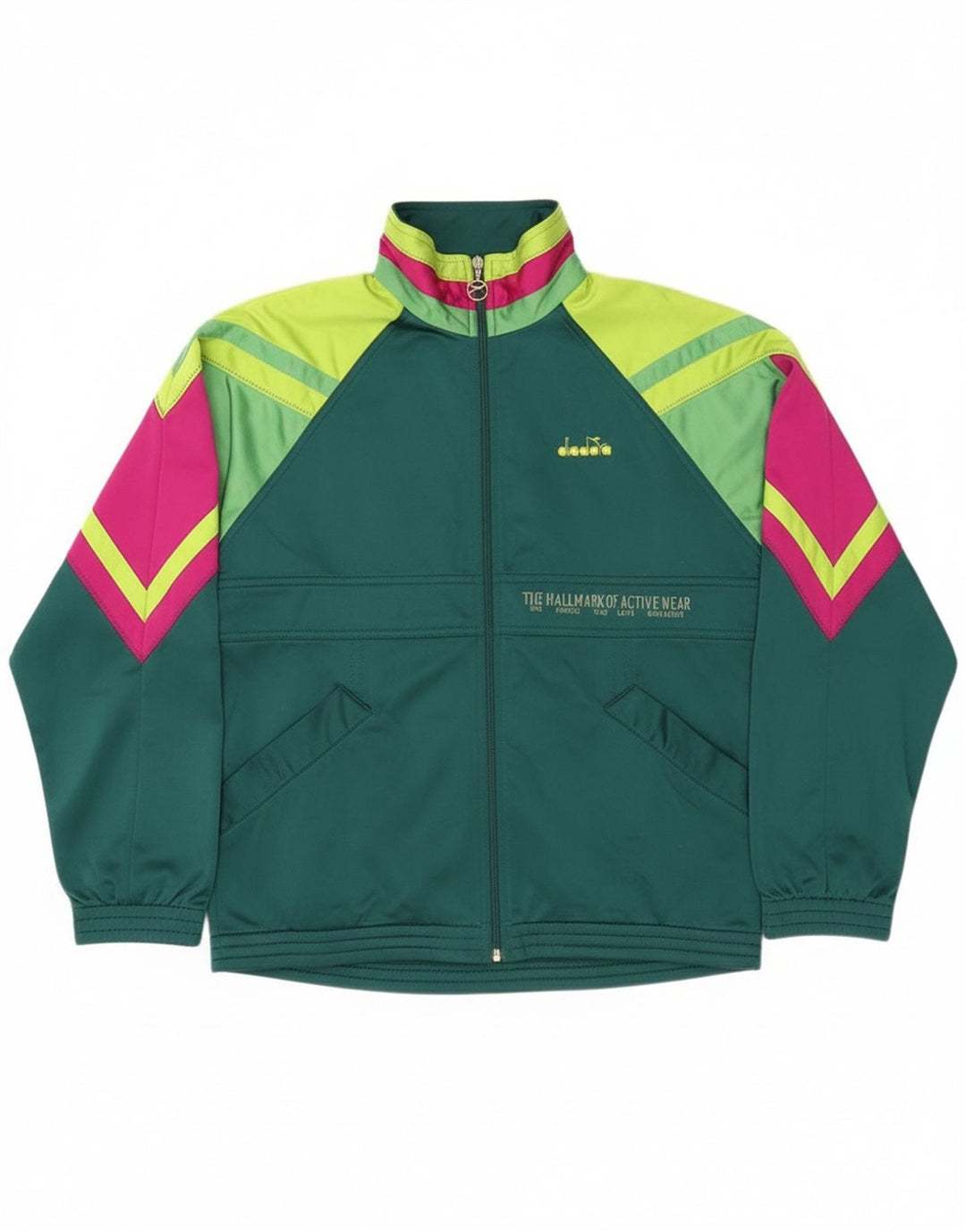 Jachetă de top pentru trening grafic Diadora pentru bărbați UK 38 Medium Green Colorblock