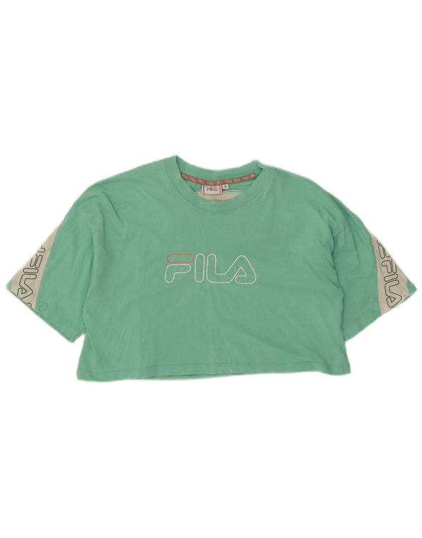 Tricou cu grafică Crop Fila pentru femei Top UK 10 Small Green Colorblock