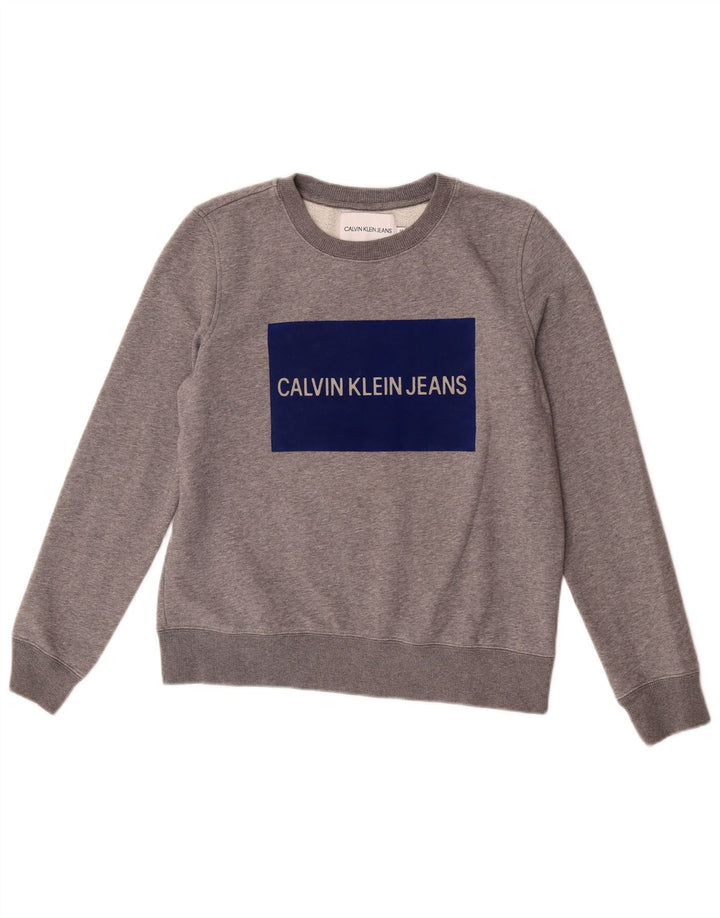 Calvin Klein Jeans Pulover cu grafic pentru femei UK 14 Gri mediu