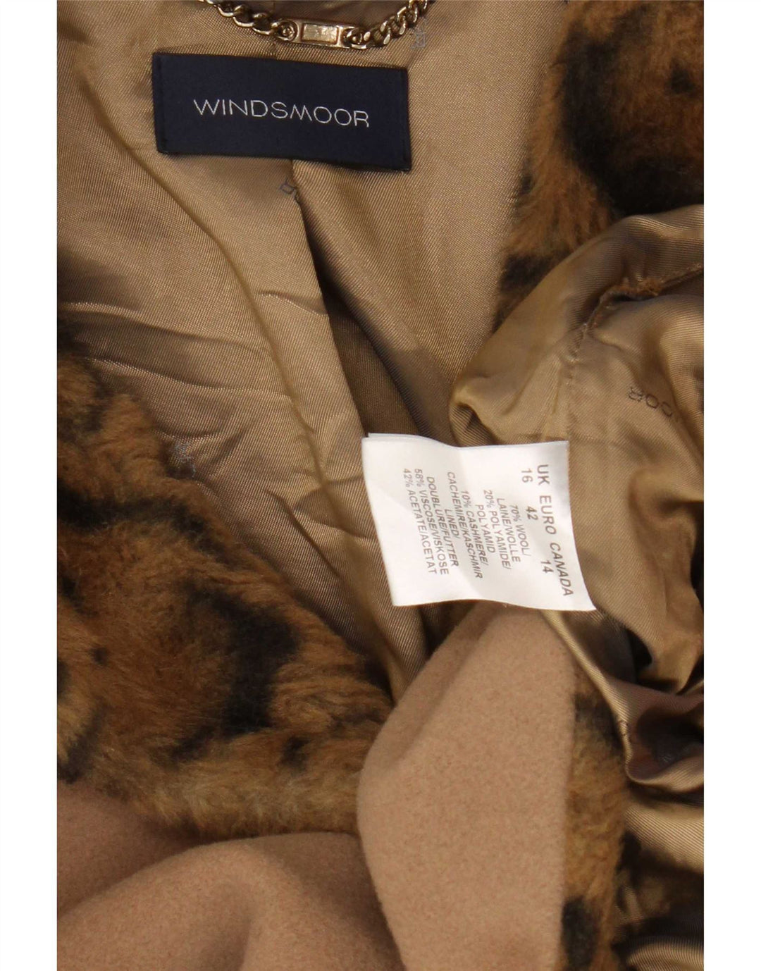 Windsmoor Womens Coat UK 16 Maro Maro Animal Print Lână Clasic