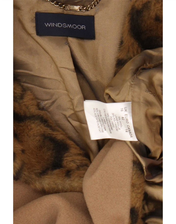 Windsmoor Womens Coat UK 16 Maro Maro Animal Print Lână Clasic