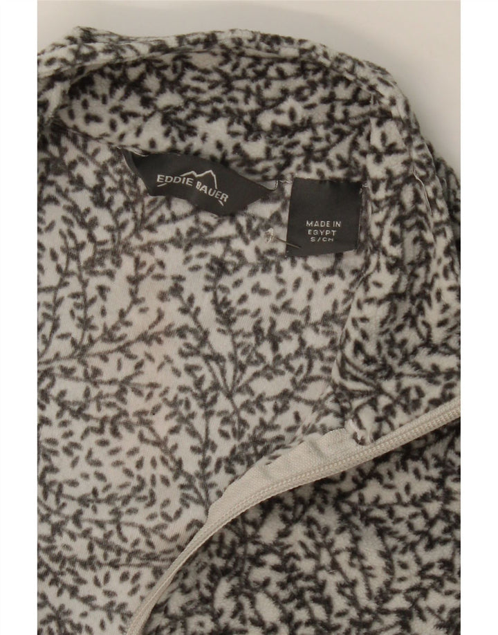 EDDIE BAUER Womens Abstract Pattern Fleece Jumper UK 10 Small White Vintage Eddie Bauer and Second-Hand Eddie Bauer from Messina Hembry 