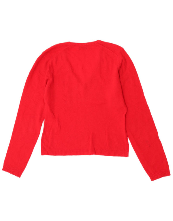 Pulover cu decolteu în V Benetton pentru femei UK 6 XS Roșu