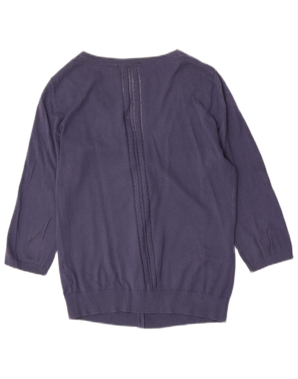 Pulover cardigan pentru femei Fat Face cu mâneci 3/4 UK 12 Bumbac albastru mediu