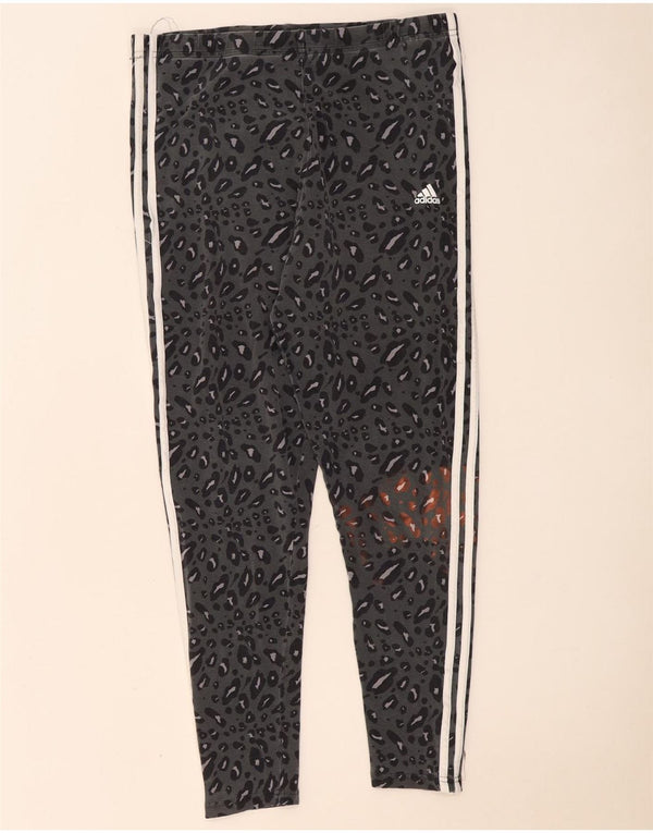 Pantaloni de damă Adidas Tight Fit UK 20/22 XL, bumbac cu imprimeu animal gri