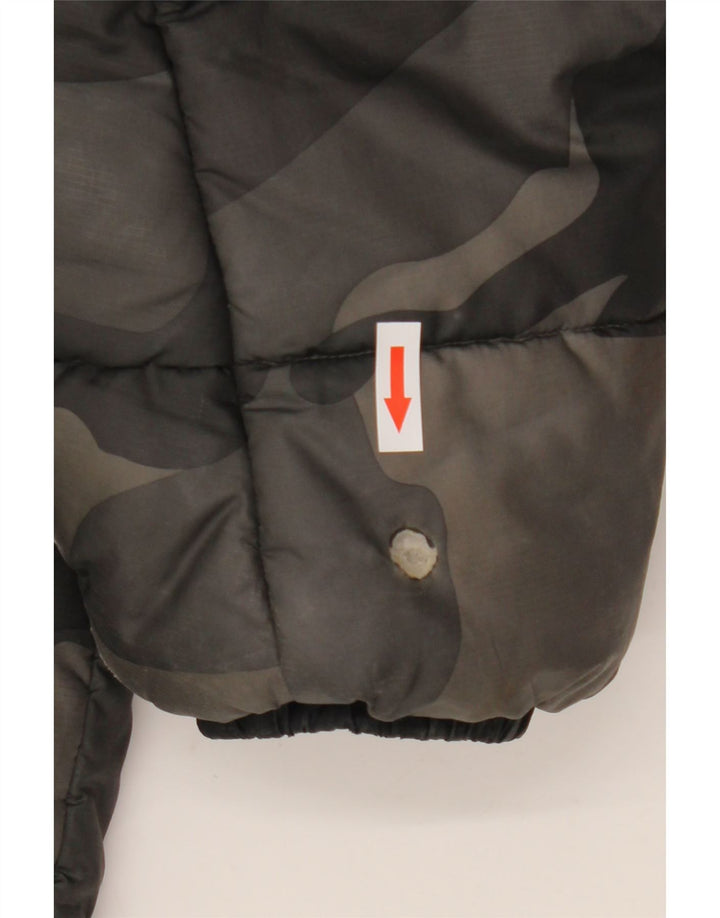 Jachetă căptușită cu glugă grafică Adidas pentru bărbați UK 38 Camuflaj, gri mediu