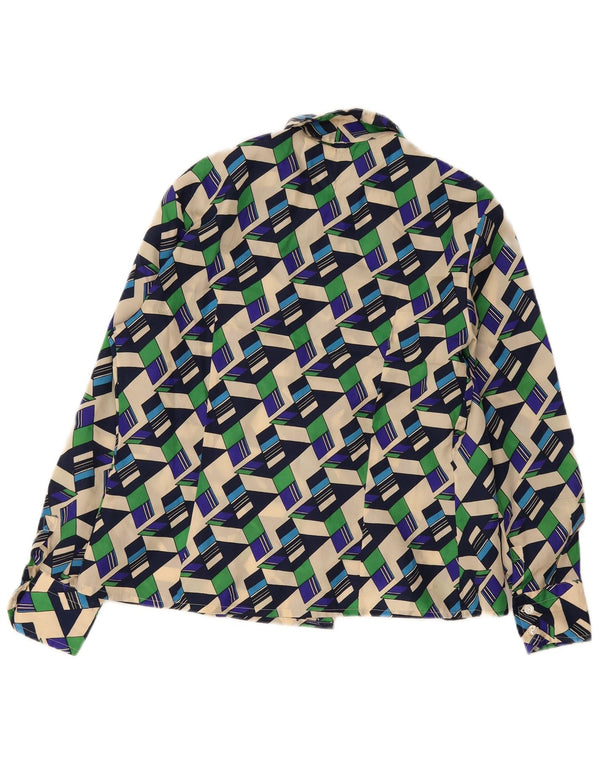 Bluză de cămașă vintage pentru femei UK 20 2XL Multicolor Geometric