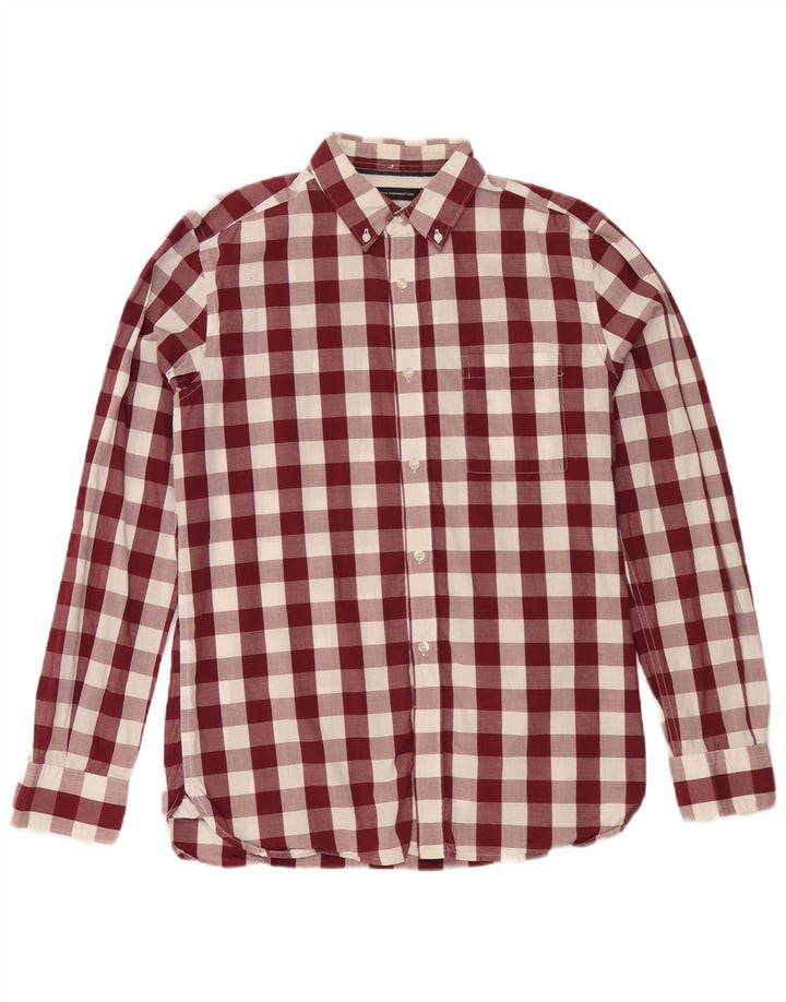 Cămașă pentru bărbați French Connection, bumbac vichy burgundy mediu