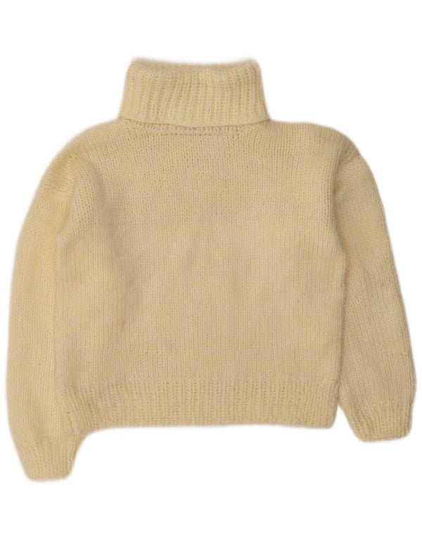 Pulover vintage pentru femei cu gât rulat, UK 14, galben mediu