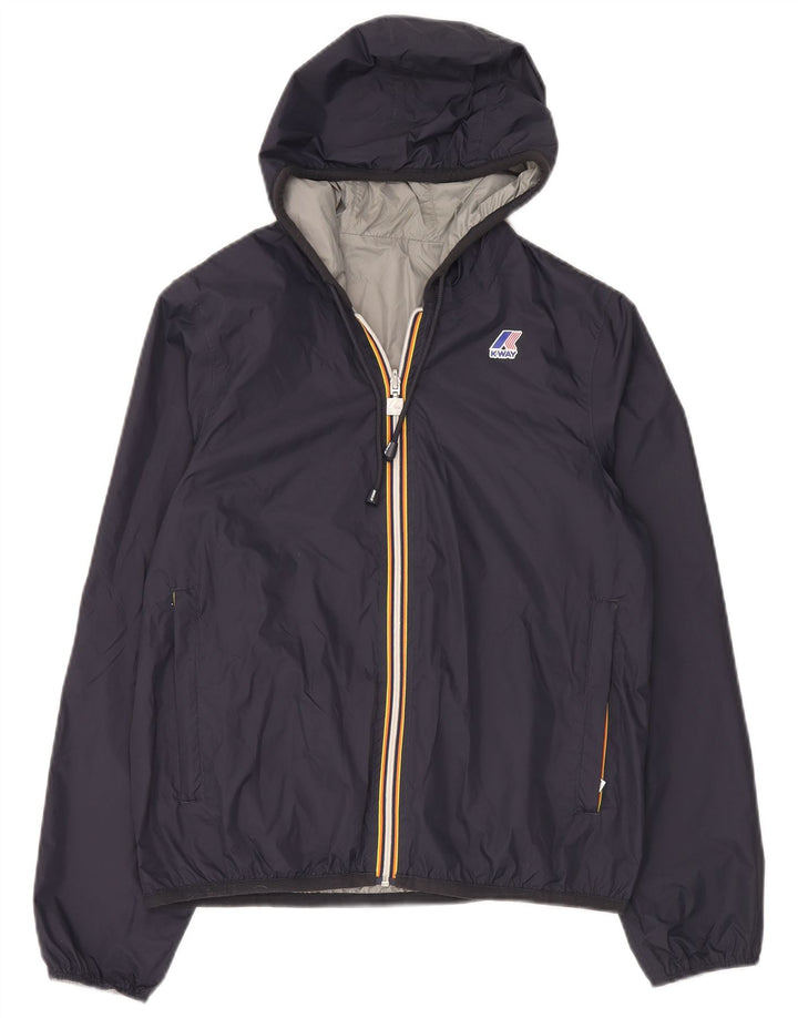 Jachetă de ploaie cu glugă reversibilă K-Way pentru femei UK 14 Medium bleumarin Poliamidă