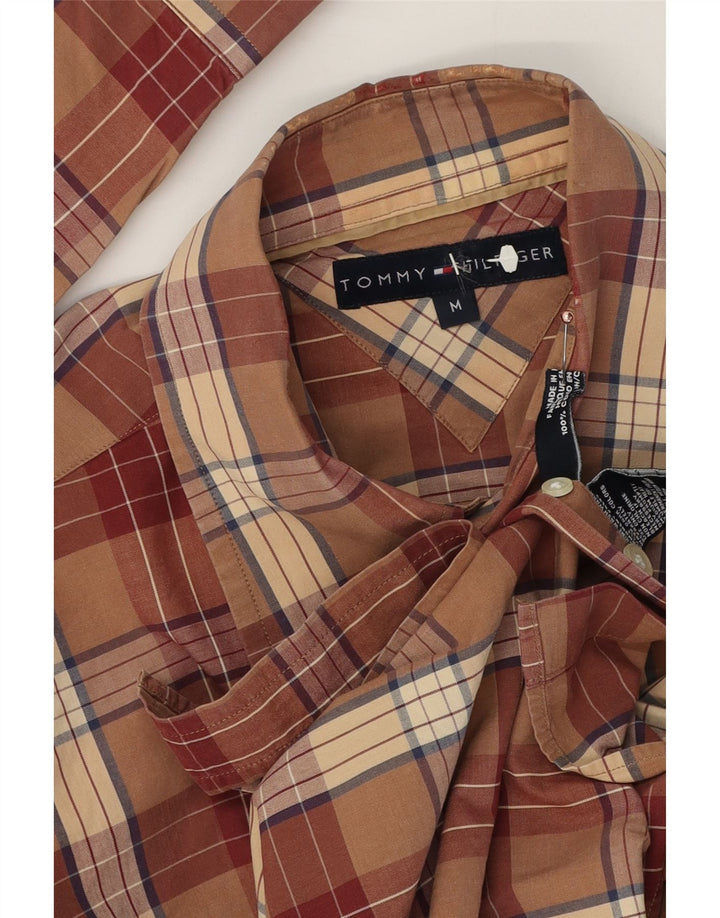 Cămașă pentru bărbați Tommy Hilfiger, bumbac cu carouri maro mediu