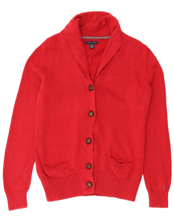 Pulover cardigan Tommy Hilfiger pentru femei UK 12, bumbac roșu mediu