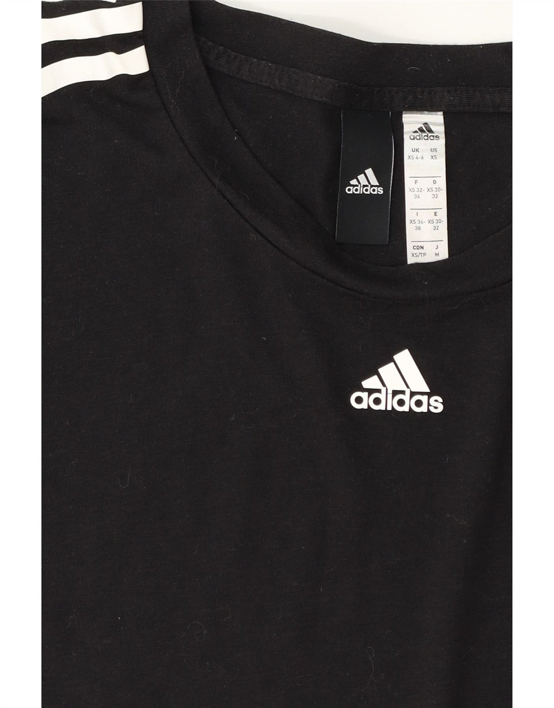 ADIDAS Womens Oversized T-Shirt Top UK 4/6 XS Black Polyester Vintage Adidas and Second-Hand Adidas from Messina Hembry 