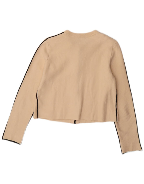 Massimo Dutti Pulover Crop Cardigan pentru Femei UK 10 Mic Bej Viscoza