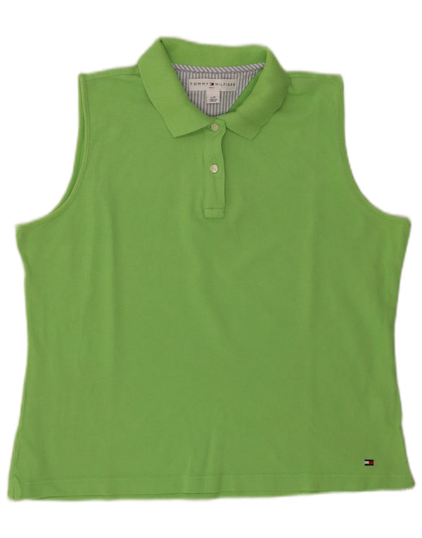 TOMMY HILFIGER Tricou polo fără mâneci pentru golf pentru femei UK 16 mare bumbac verde