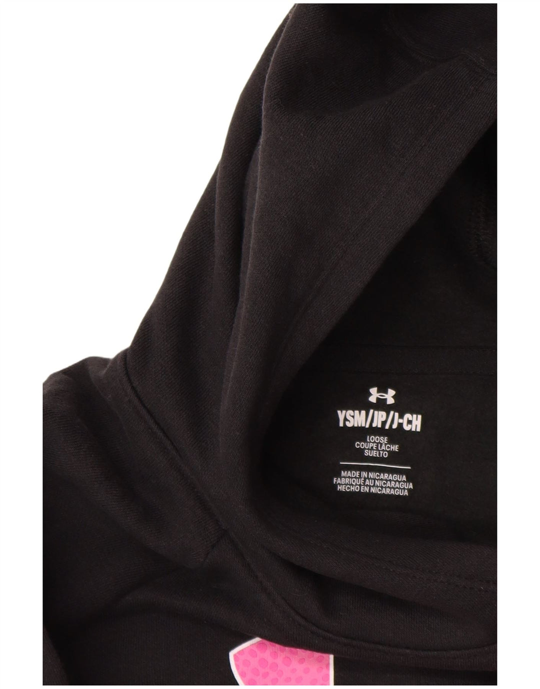 Pulover cu capota grafic pentru fete UNDER ARMOUR 7-8 ani mic bumbac negru