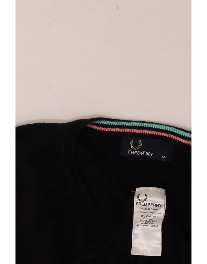 Pulover pentru bărbați Fred Perry cu decolteu în V, bumbac mediu negru