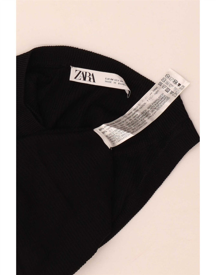 Vest Vest Top Femei Zara UK 12 Medium Black Viscose