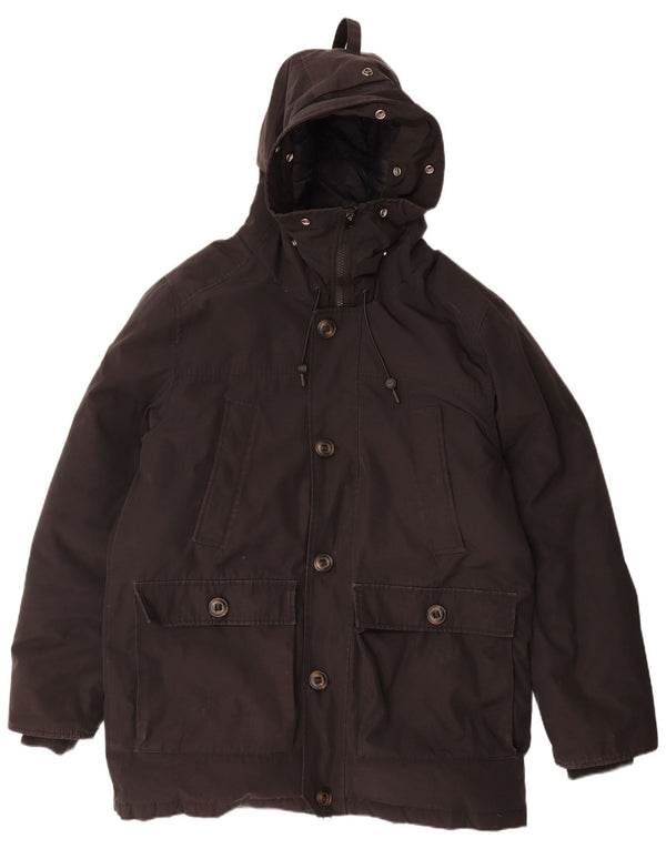 Palton căptușit cu glugă Superdry pentru bărbați UK 44 2XL poliester negru