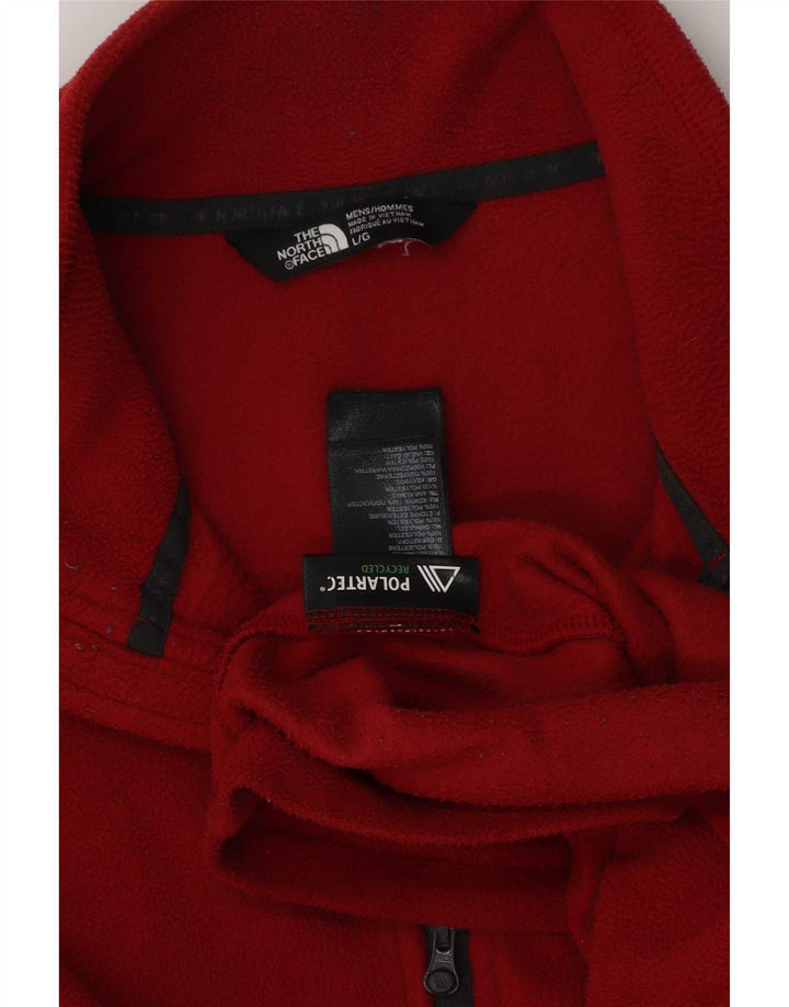 Pulover pentru bărbați The North Face, cu fermoar și gât, din poliester roșu mare