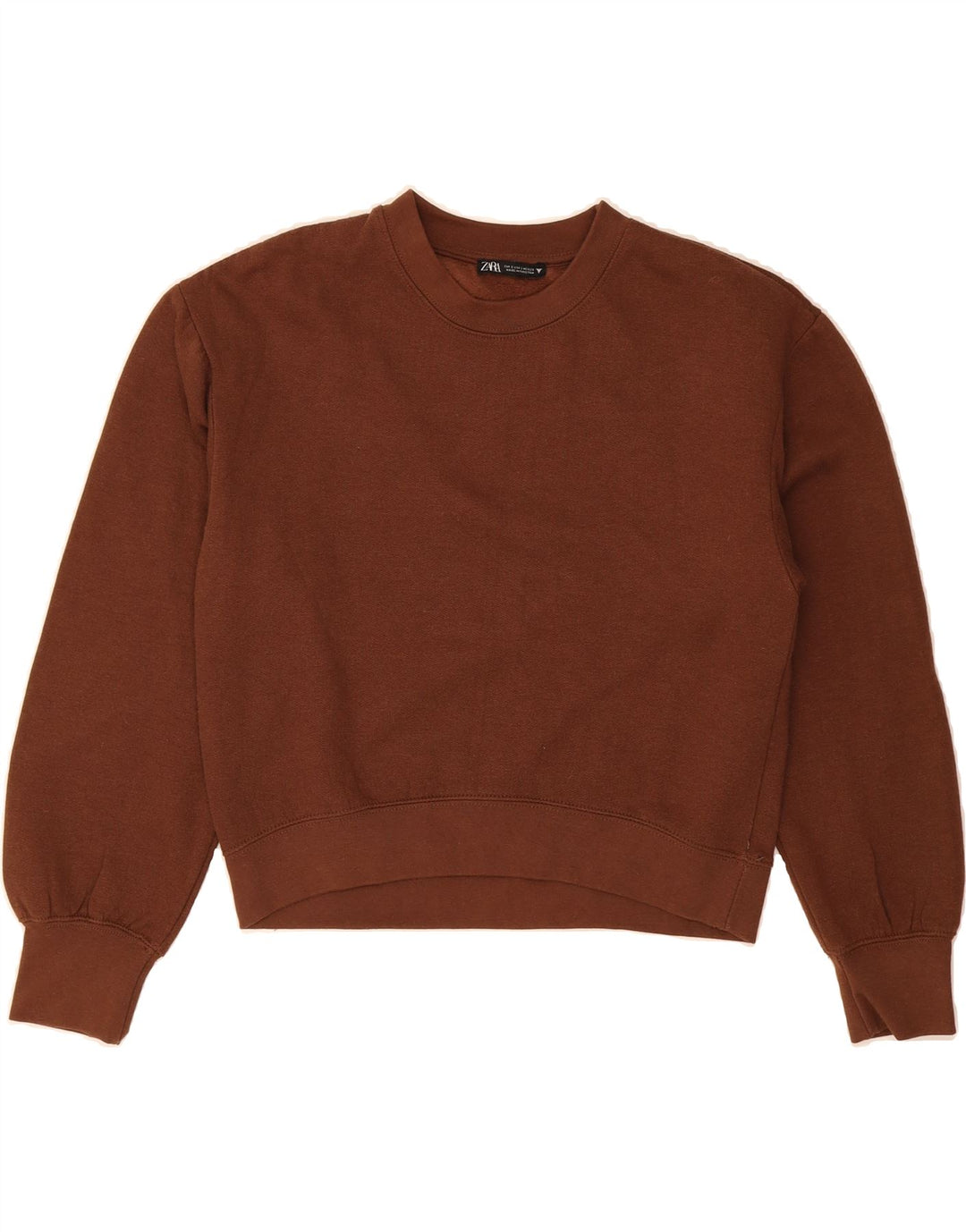 ZARA Womens Oversized Crop Sweatshirt Jumper UK 10 Small Brown Vintage Zara and Second-Hand Zara from Messina Hembry 