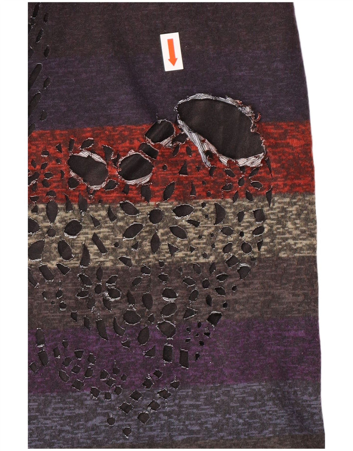 Rochie teacă pentru femei DESIGUAL, cu mâneci 3/4, UK 12, în dungi medii, multicolore