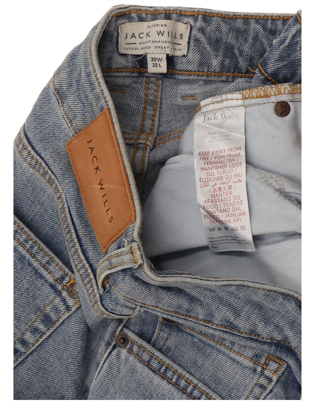 Blugi slim pentru bărbați Jack Wills W30 L32 bumbac albastru