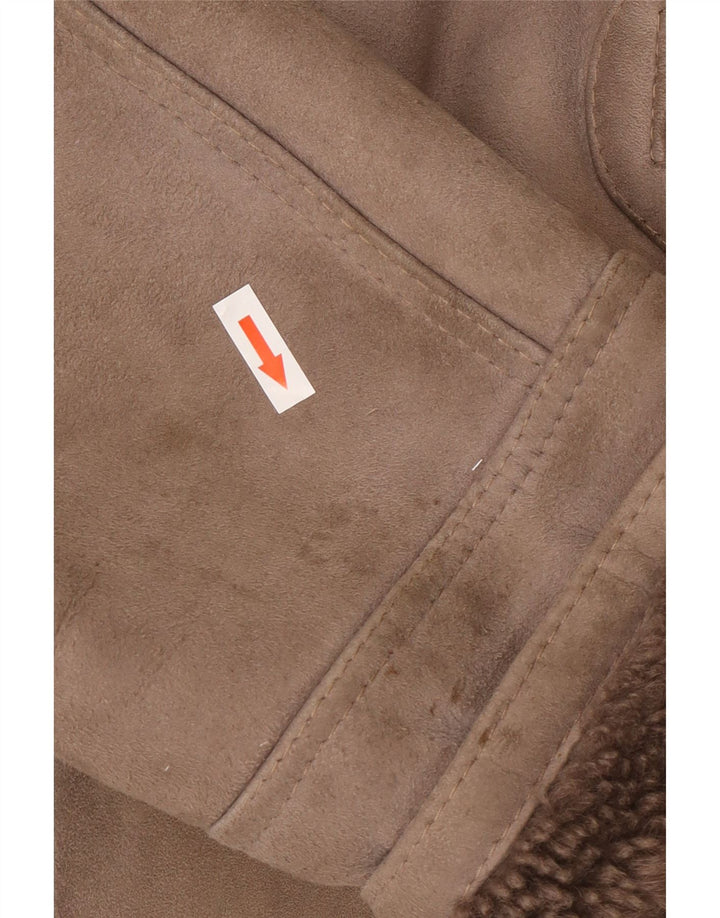 Palton supradimensionat din shearling vintage pentru femei IT 46 mare, gri din shearling