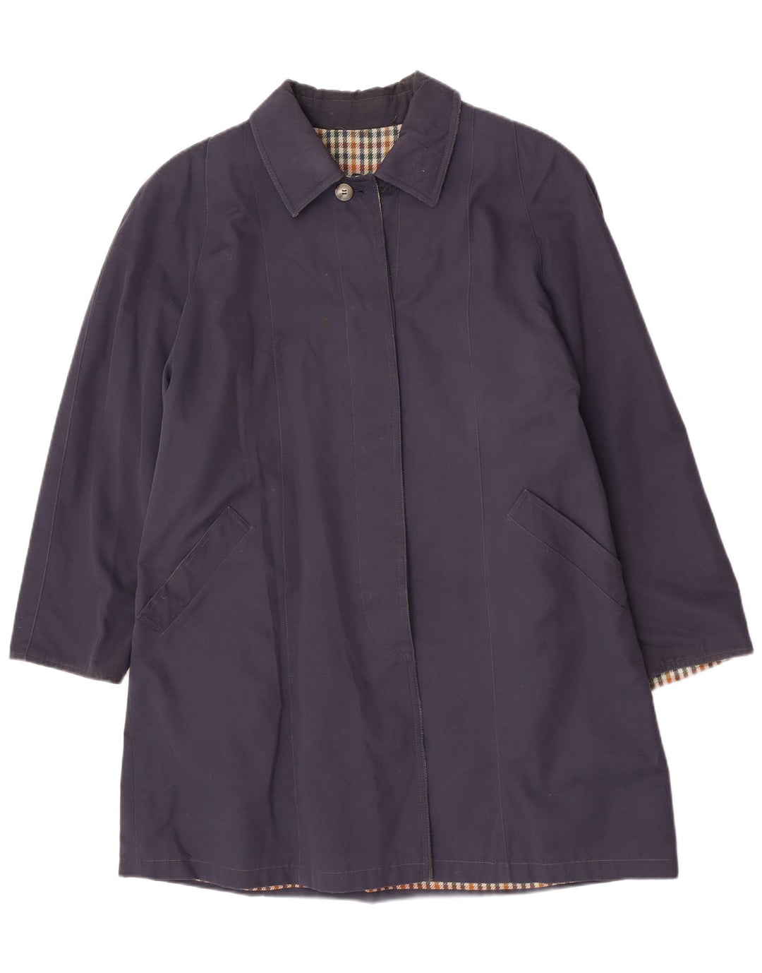 Vintage Womens Reversible Overcoat IT 47 XL Bluemarin Blue