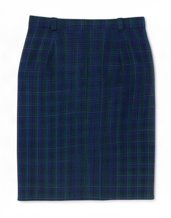 Fusta creion pentru femei Hucke UK 18 XL W34 Blue Check Lână virgină