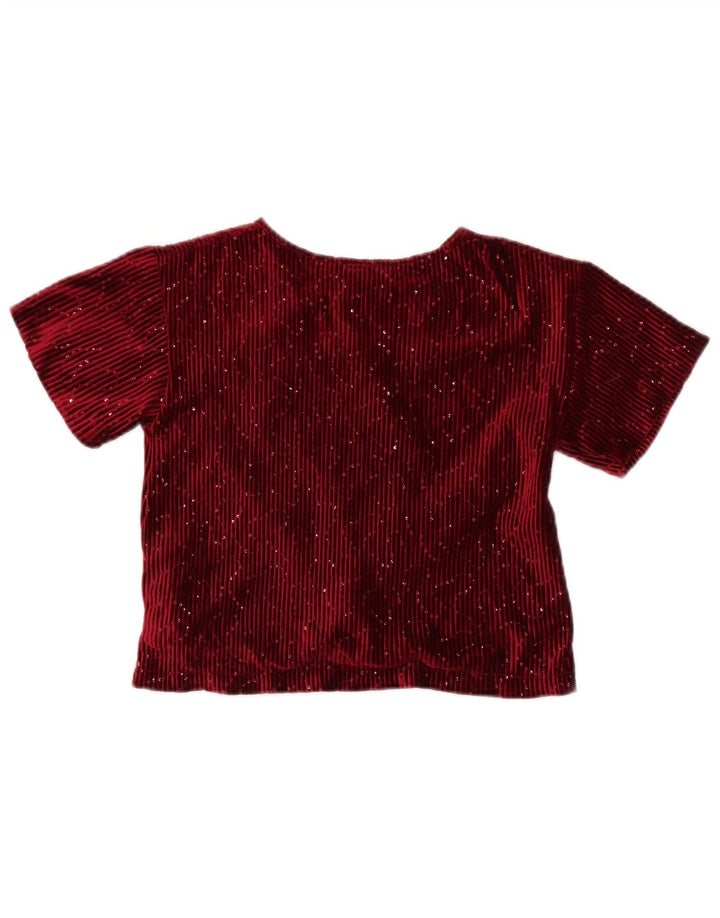 Bluza Zara Fete Velour Top 9-10 Ani Poliester Roșu