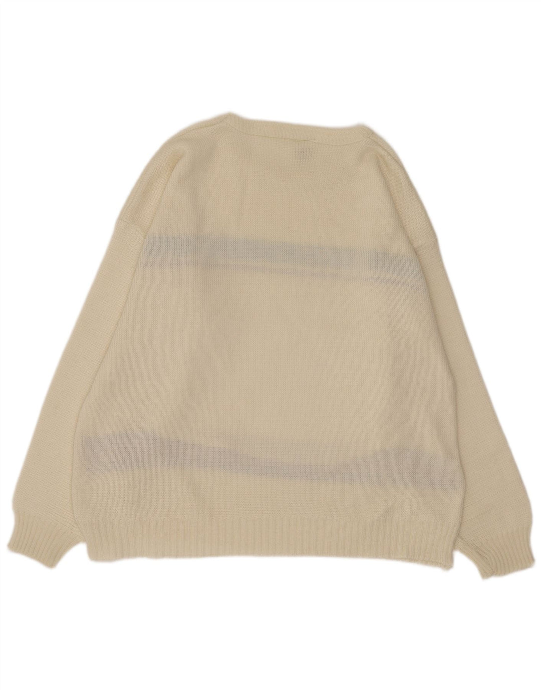 Pulover vintage pentru bărbați cu gât de barcă, mare, alb catifelat, Argyle/Diamond