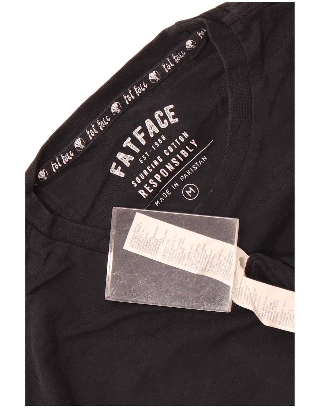 Fat Face Bărbați Tricou Top Mediu Negru Bumbac