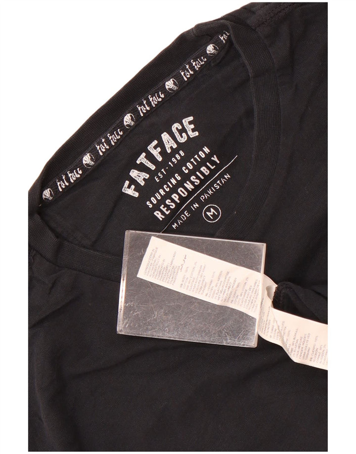 Fat Face Bărbați Tricou Top Mediu Negru Bumbac