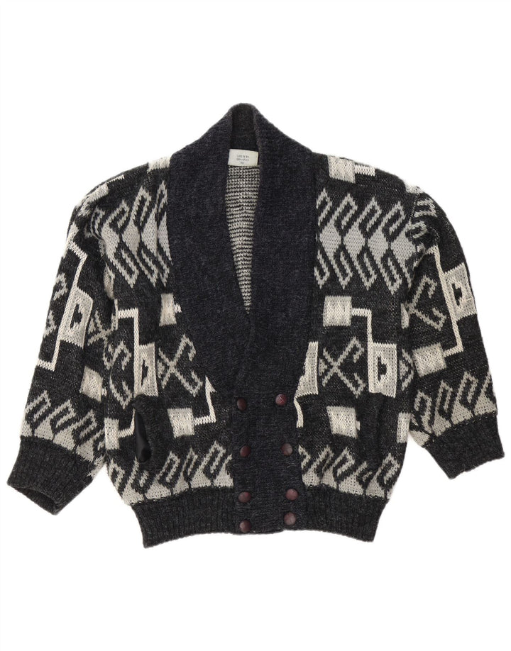 Cardigan Vintage pentru bărbați, mare, gri, geometric