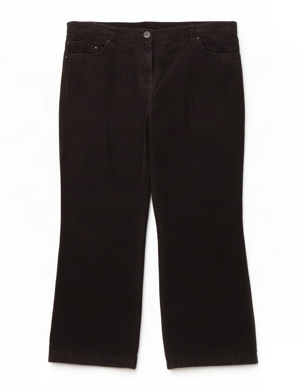 Marks & Spencer Womens Crop Corduroy Trousers UK 18 XL W36 L25 Black Cotton