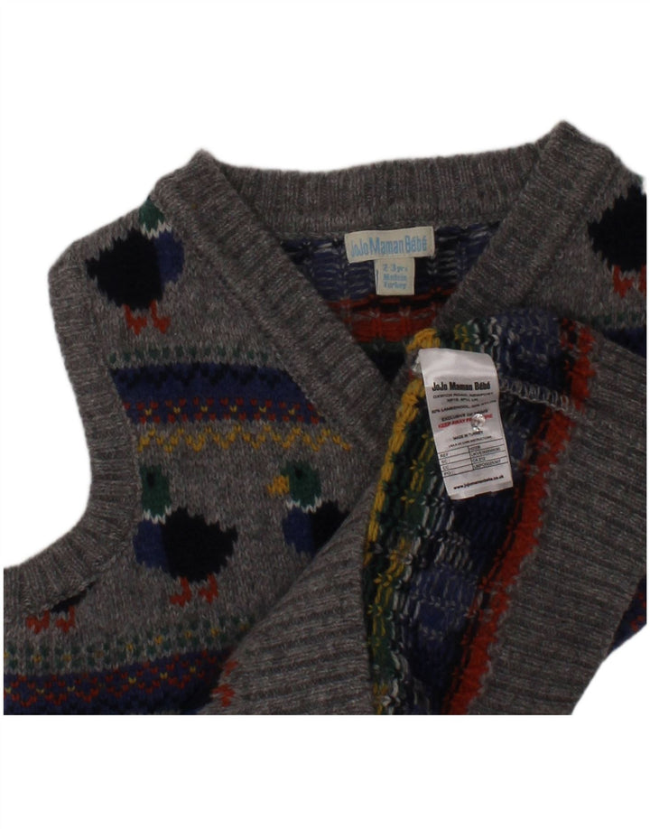 JOJO MAMAN BEBE Vestă băieți Tank Top 2-3 ani Gri Fair Isle Lambswool