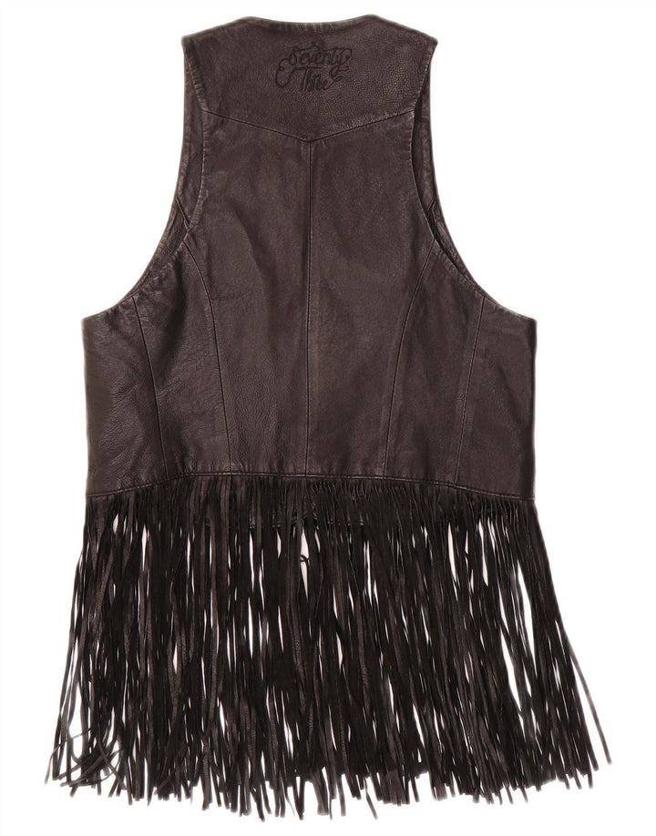 PEPE JEANS Vestă din piele pentru femei UK 10 Cowboy mic din piele neagră