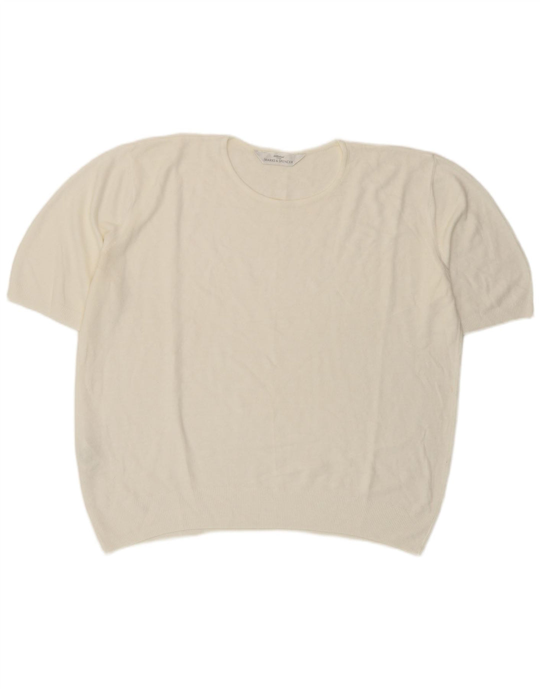 Bluză cu mânecă scurtă pentru femei Marks & Spencer UK 20 2XL Alb Acrilic