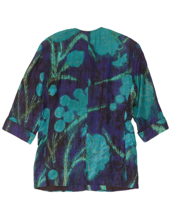 Jachetă Blazer pentru femei Max Mara cu mâneci 3/4 și 7 nasturi UK 14 Medium Blue Floral