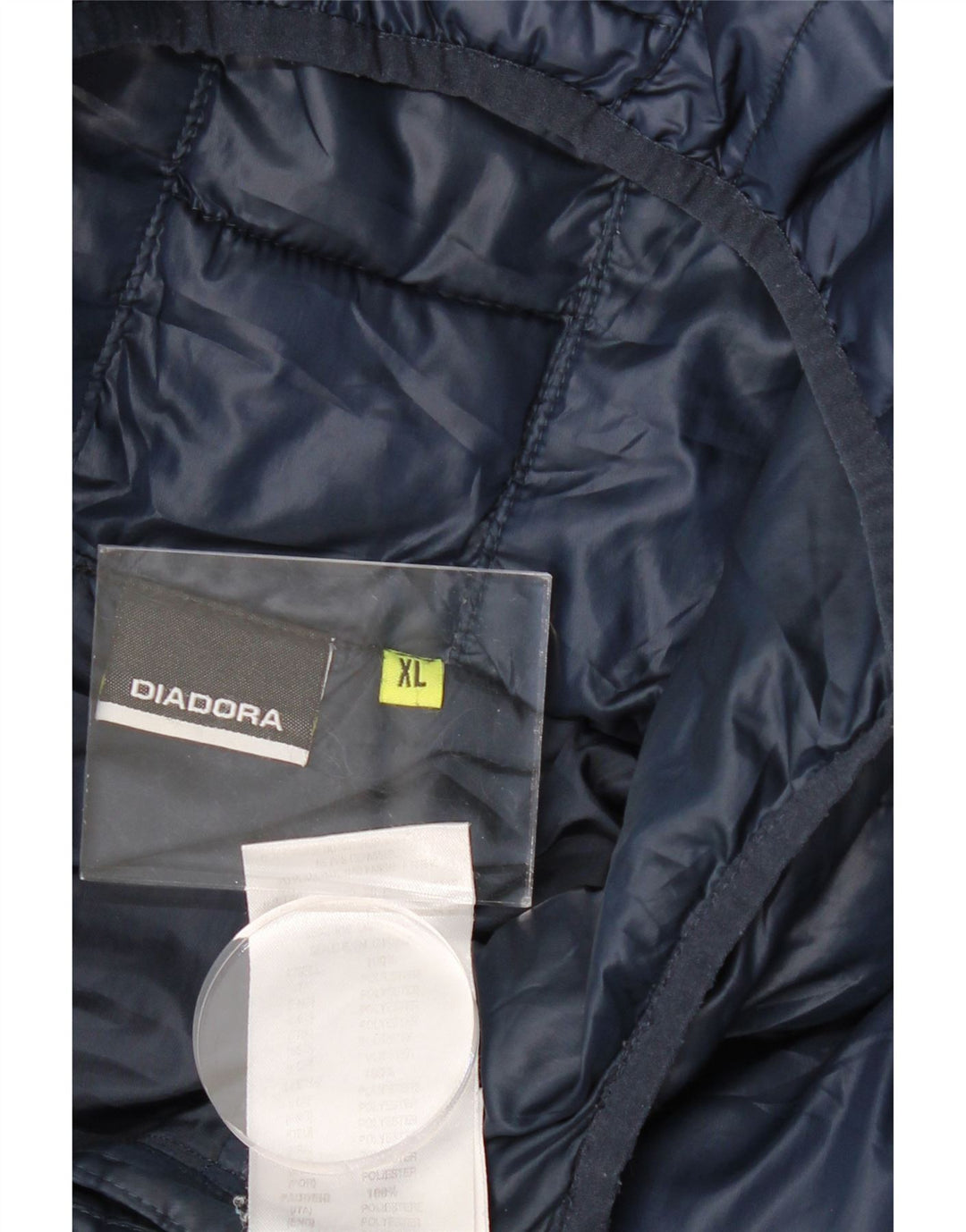 DIADORA Womens Hooded Padded Jacket UK 18 XL Navy Blue Polyester Vintage Diadora and Second-Hand Diadora from Messina Hembry 
