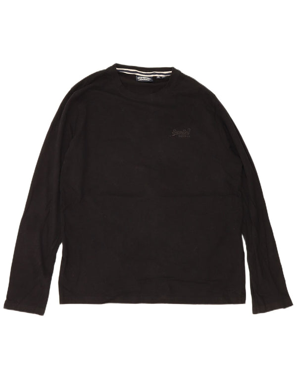 Top pentru bărbați Superdry cu mânecă lungă 2XL, bumbac negru