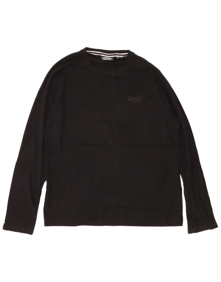 Top pentru bărbați Superdry cu mânecă lungă 2XL, bumbac negru