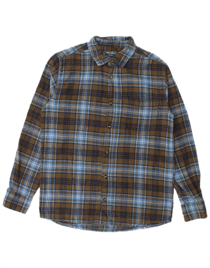 Cămașă de flanel pentru bărbați Eddie Bauer, bumbac carouri albastru mic