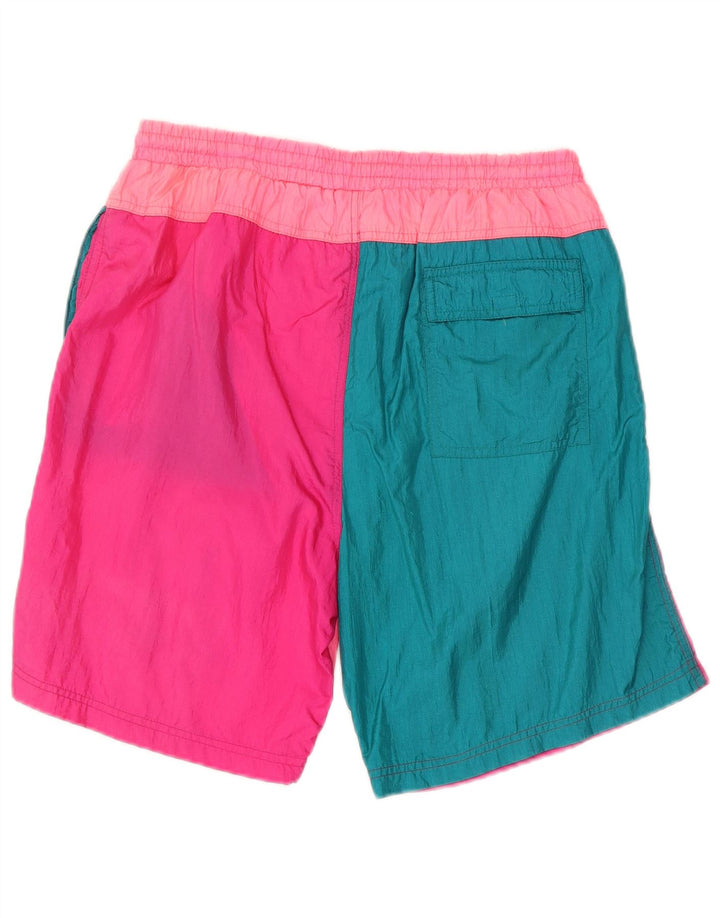 Costum de baie vintage pentru bărbați XL roz din poliamidă color bloc