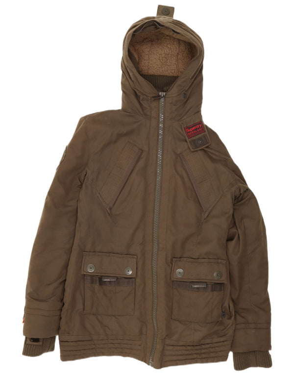 Jachetă de vânt cu glugă Superdry pentru femei UK 16 Poliester kaki mare